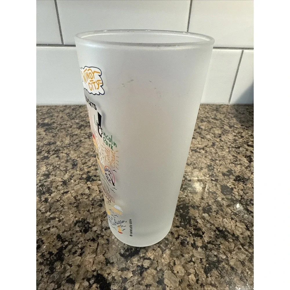 Catstudio 15oz 2004 Chicago Frosted Drinking Glasses - Set of 2‎
